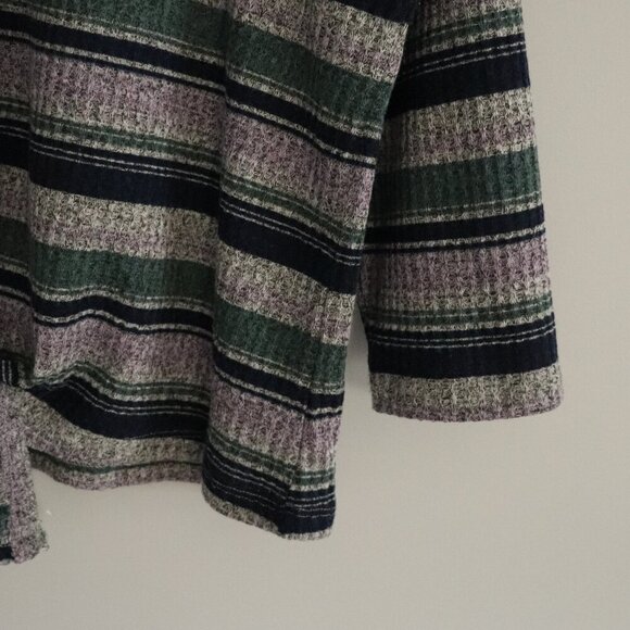 Ricki's Women's Colorful XL Striped Button-Down Tie Front Casual Stretch T-Shirt - Picture 9 of 12